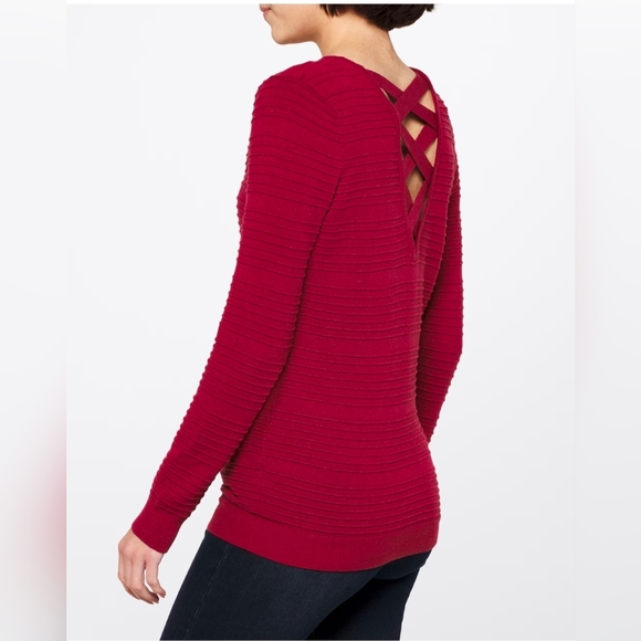 Love Ellie V-Neck Ribbed Sweater - Burgundy - Picture 3 of 5